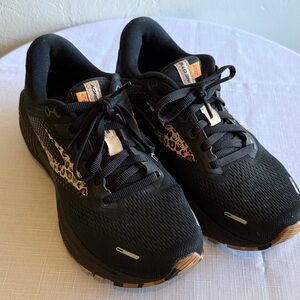 Brooks Black Running Shoes with Leopard Accents